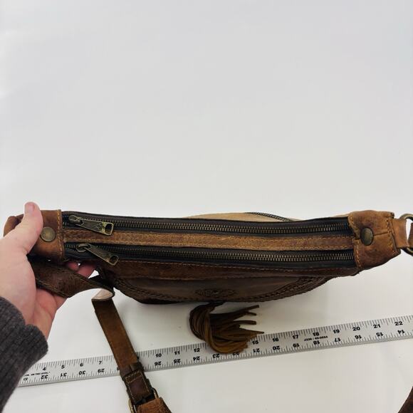 PATRICIA NASH Camila Vintage Distressed leather tassel crossbody bag - COGNAC - Picture 11 of 12